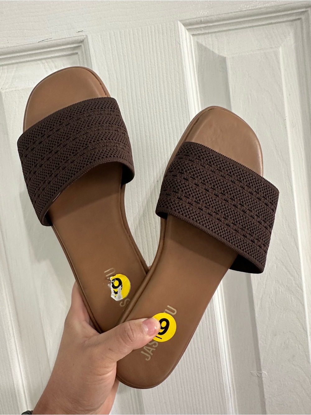 Jason Wu Brown Knit-strap Slide Sandals